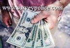 Man holding cash earned from taking surveys