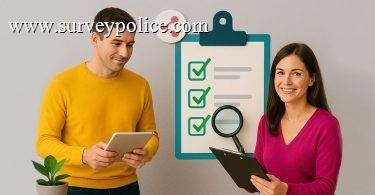 Man and woman in front of clipboard illustrating survey strategies